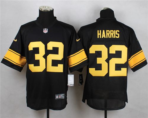 Nike Steelers #32 Franco Harris Black(Gold No.) Men's Stitched NFL Elite Jersey - Click Image to Close